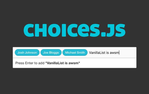 Choices.js: Configurable select box/text input